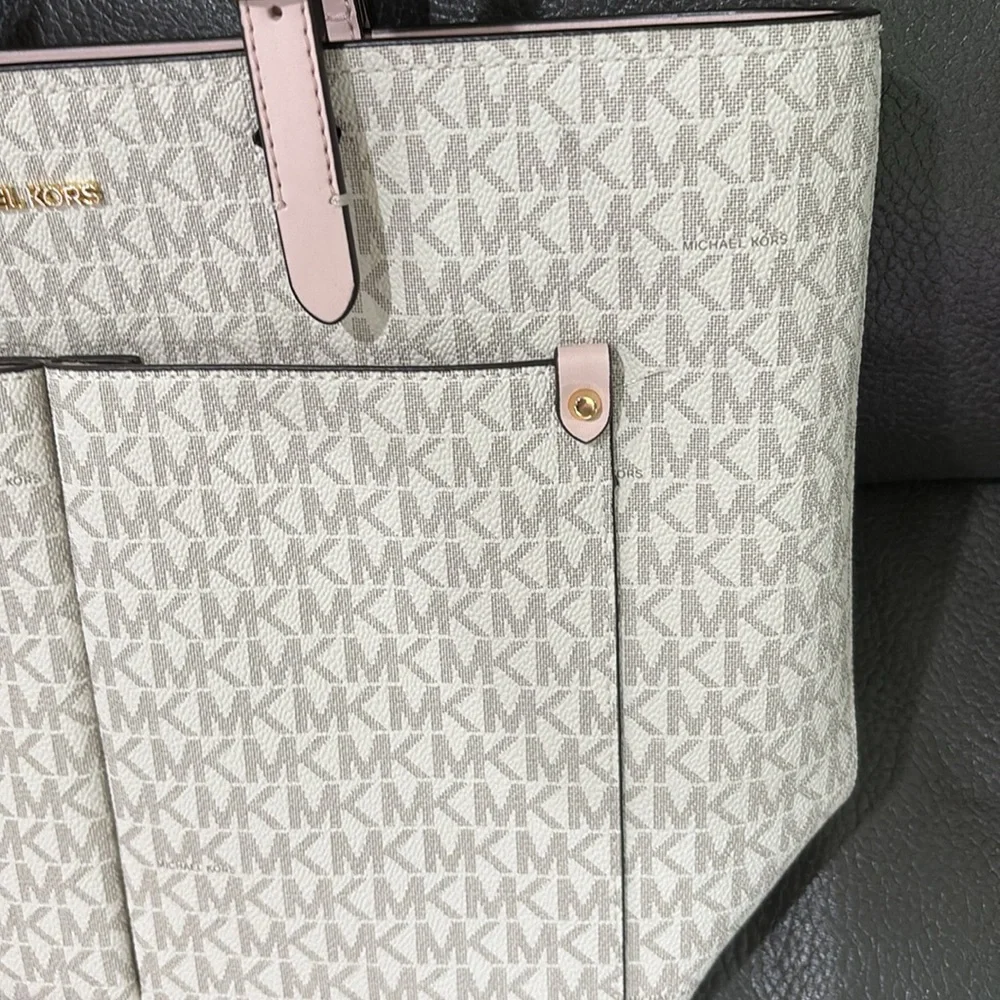 Michael kors signature multi blush medium double pocket tote